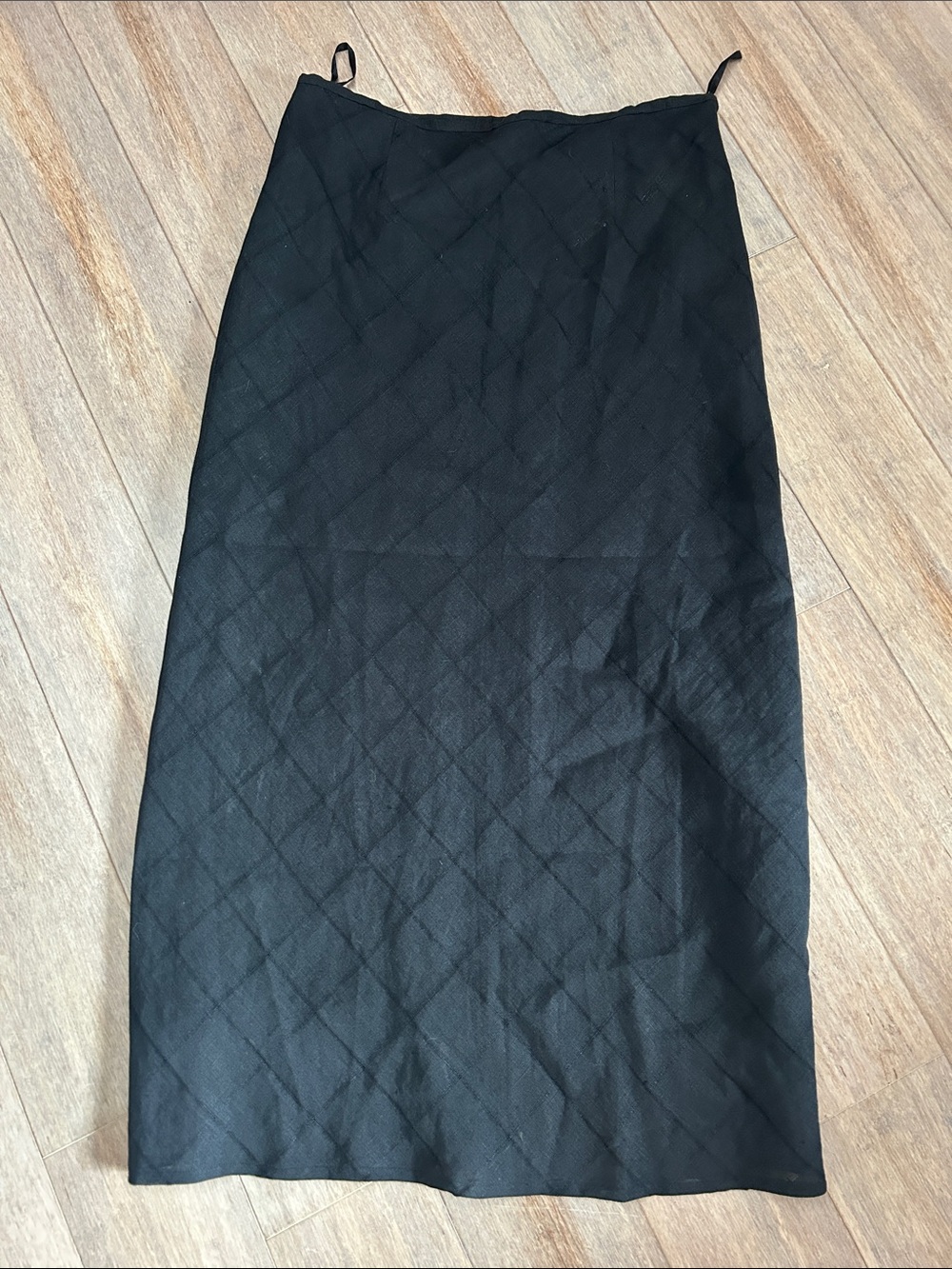 VTG Edward Linen Black Diamond Pattern Maxi Skirt size VTG 10